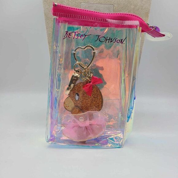 Betsey Johnson Glitter Pink Tutu Bear Key Fob and Handbag Charm NEW! - Picture 2 of 7